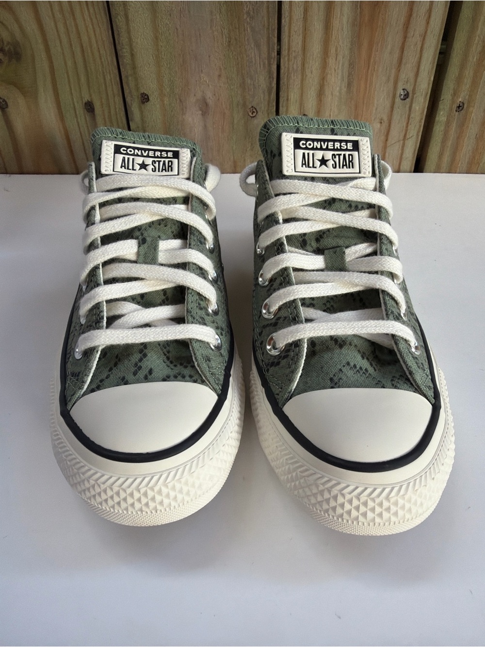 Converse All Star Low Top Sneakers in Olive Green Print